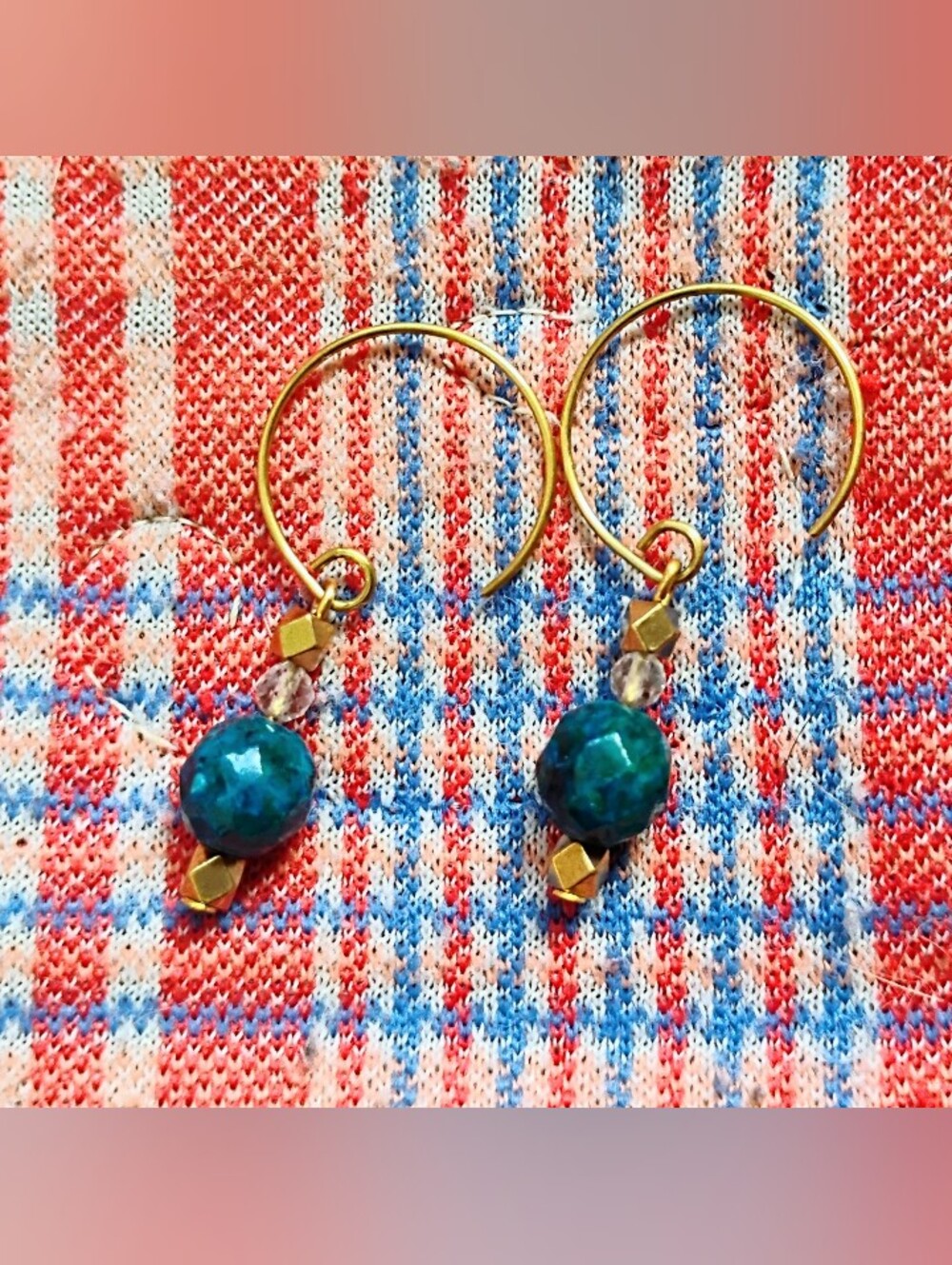 Petite Chrysacola-Malachite and Quartz Faceted Earrings